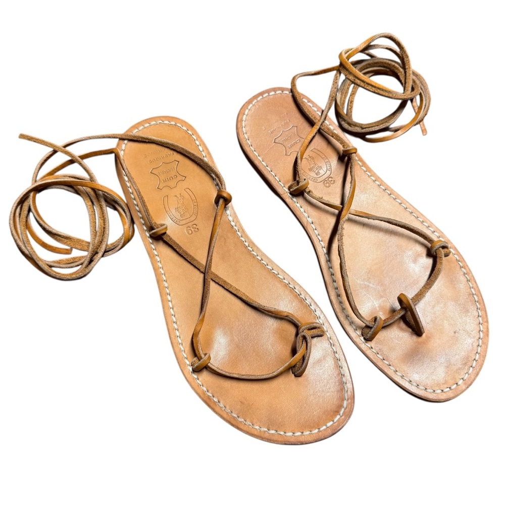 La Botte Gardiane Spartan Natural Sandals 39 US 8.5 Handcrafted Leather France
